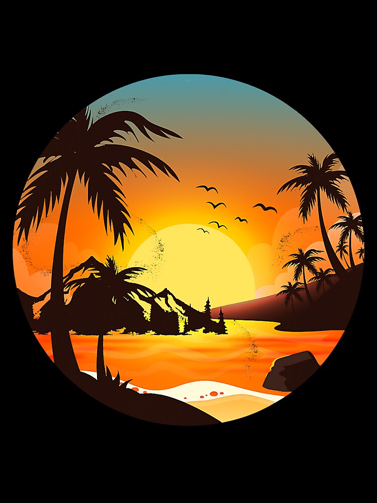 Tropical Sunset Mountains Beach by YesterDayCheck