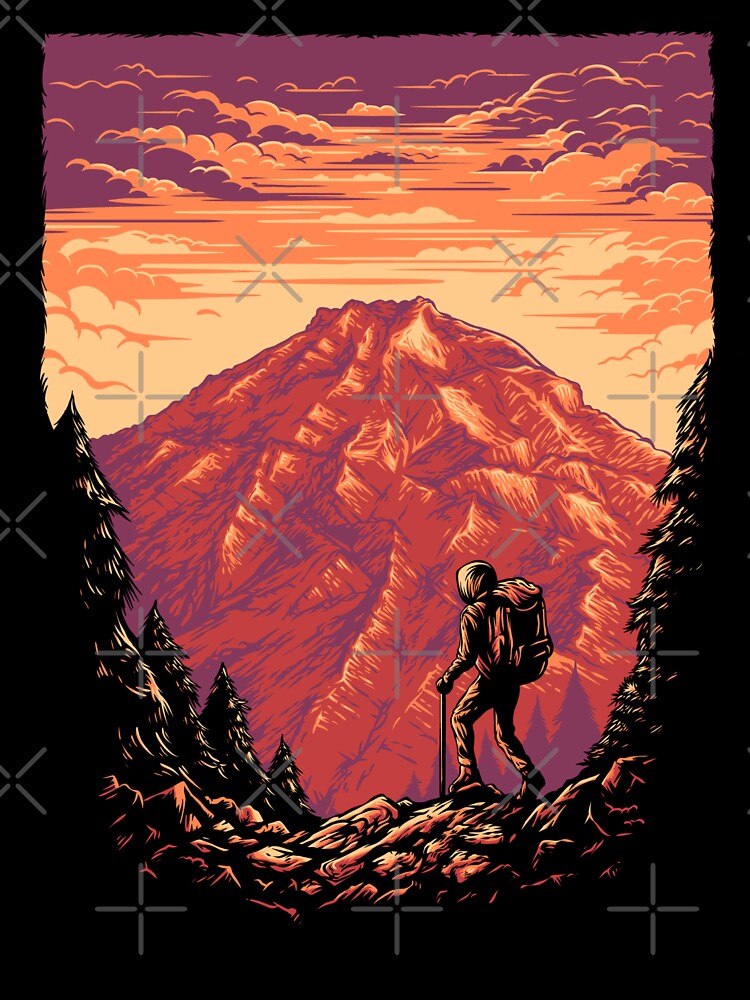 Hiking Mountain Illustration by Peekonet