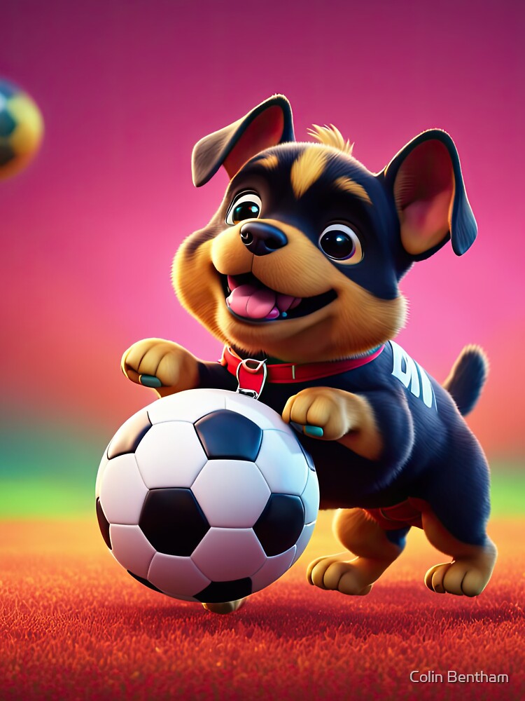 Puppy playing soccer by Colin Bentham