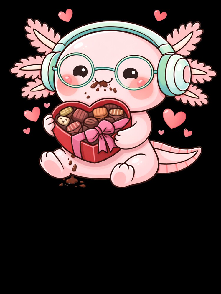 Chocolate Lover Valentine Axolotl – Cute Kawaii Axolotl with Chocolate Chibi Art by ColorSplash123