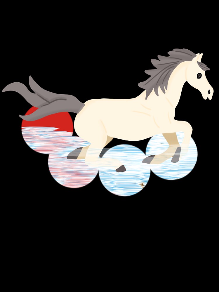 Fantasy White Horse Running Above Fluffy Clouds and Sun. by MagicCuteWhimsyArt