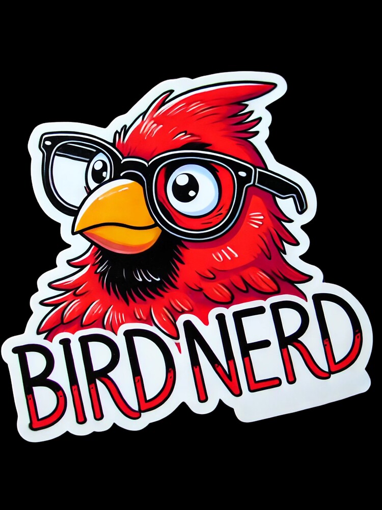 Bird Nerd Red Cardinal with glasses by BrinaandPops