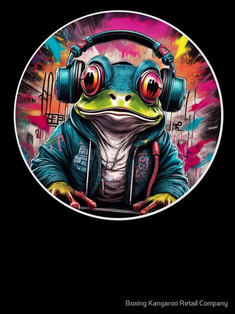 Graffitti Frog in Headphones by Boxing Kangaroo Retail Company
