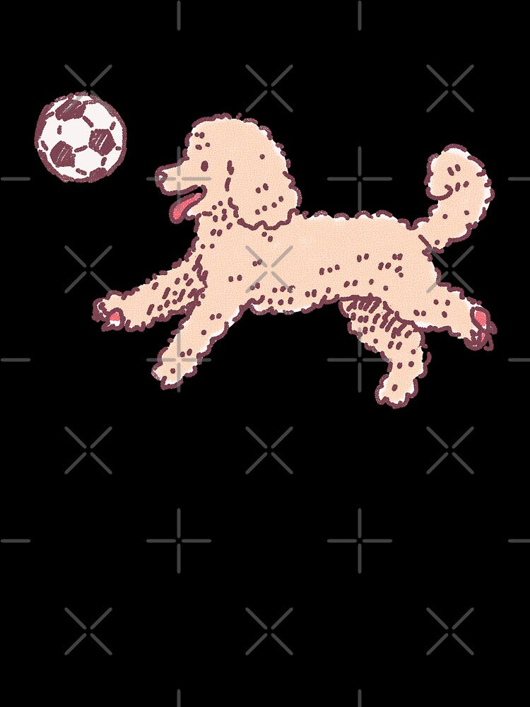 Soccer Football Poodle whimsical textured illustration by Magnificent Lizard