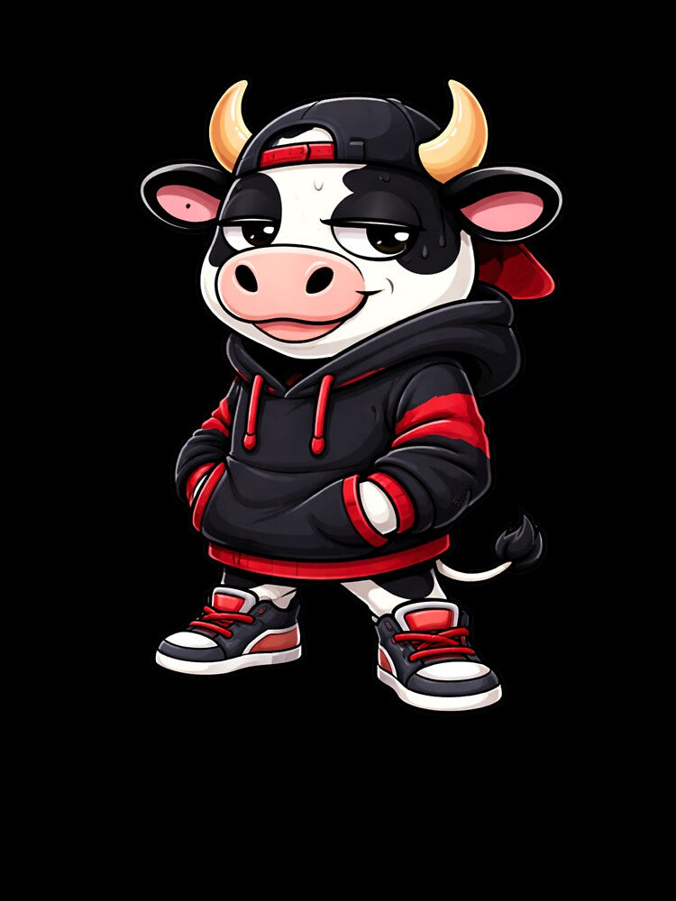 Urban Street Cow – Cool Chibi Cow Cartoon | Streetwear Lifestyle Design by ColorSplash123