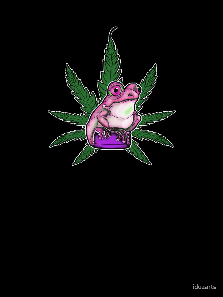Weed frog on a grinder in pink by iduzarts