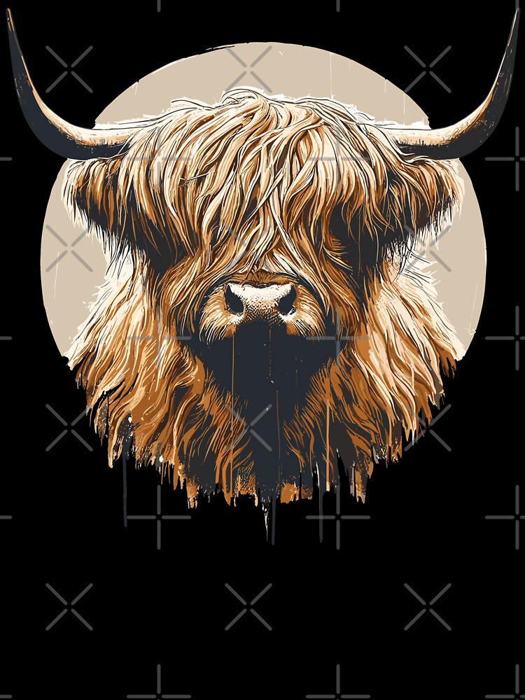 Funny vintage scottish highland cow heilan coo by TomFrontierArt