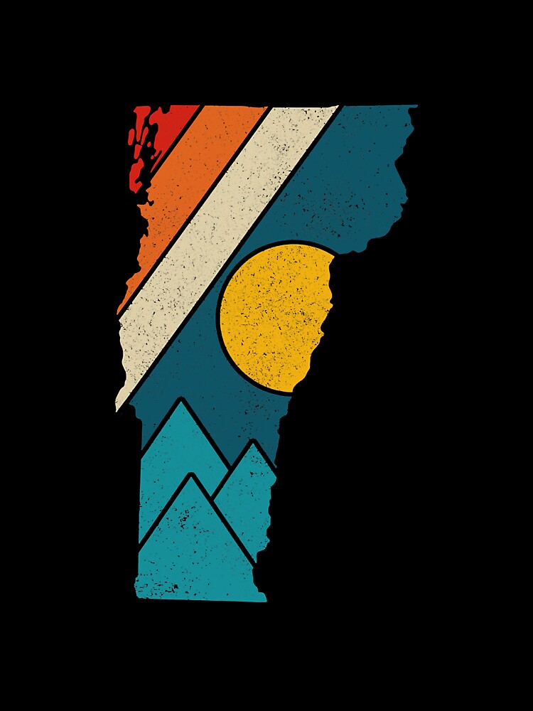 Vermont Vintage State Map Mountains by YesterDayCheck