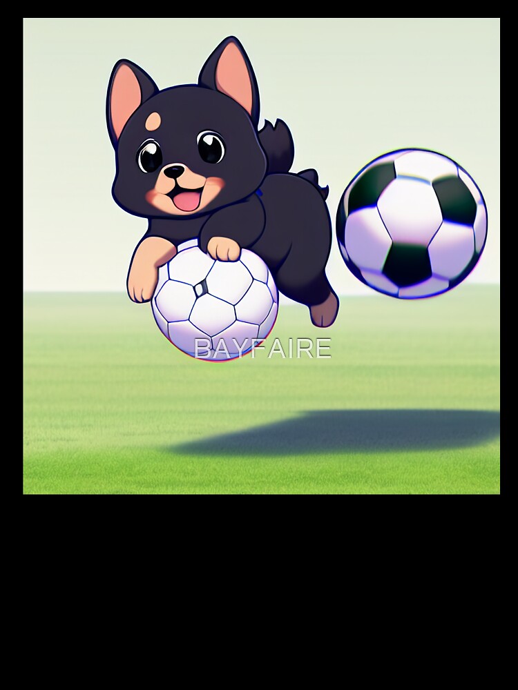 Cute Chibi Dog Holding Soccerball by BAYFAIRE