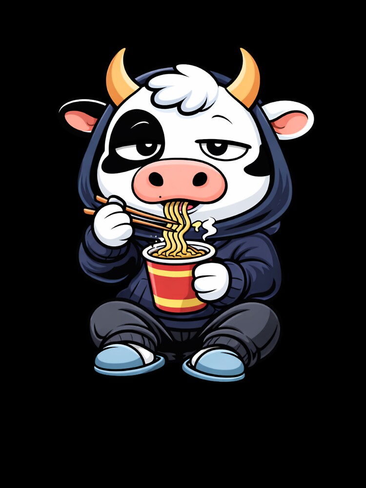 Late Night Ramen Cow – Cute Mascot Style Cow | Cozy Adult Vibe Design by ColorSplash123