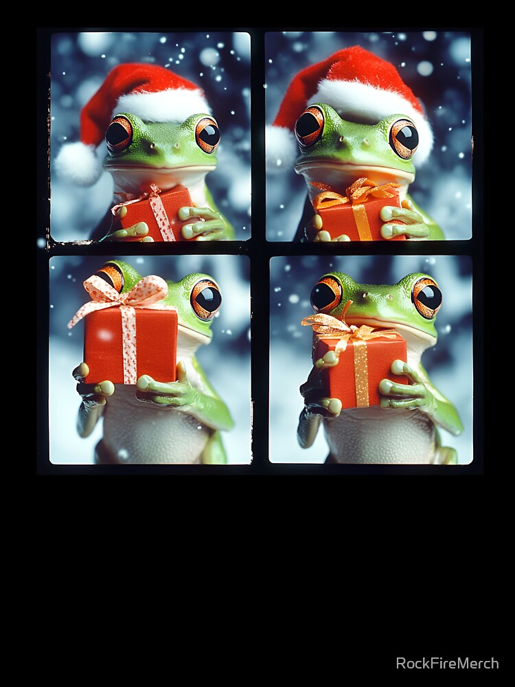 Festive Tree Frog Photobooth – Cute Frog Wearing Santa Hat by RockFireMerch