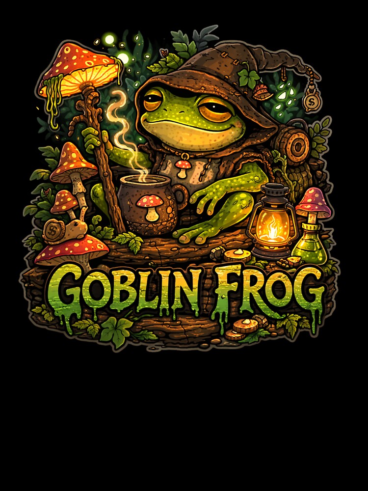 Goblin Frog Sticker – Funny Goblincore Frog – Mushroom Fantasy Frog Art by BetcherStudio