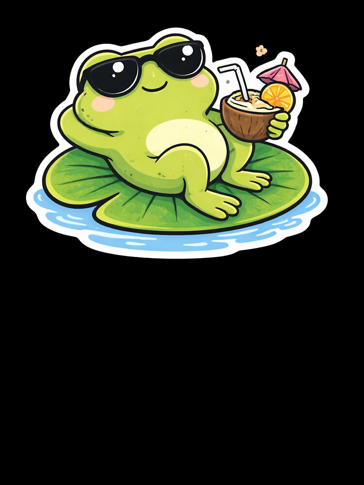 Chill Frog Drinking Coconut – Funny Relax Frog Meme – Cute Summer Frog Design by BetcherStudio