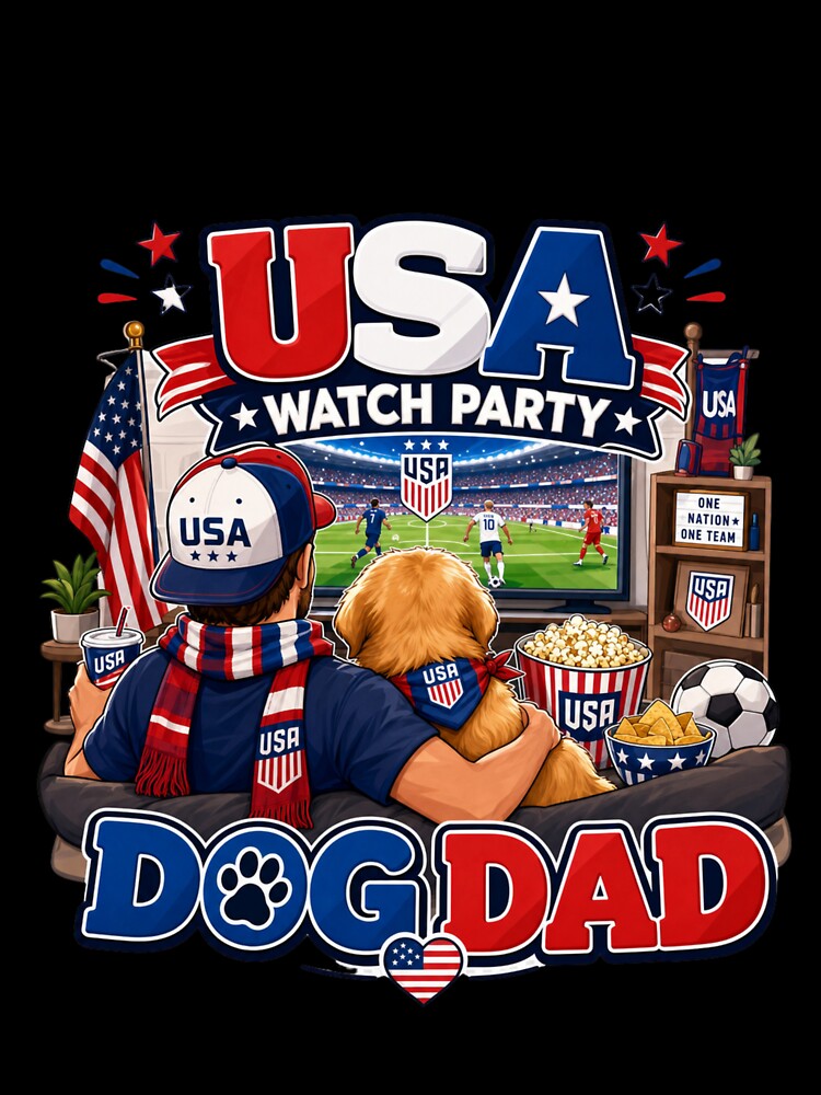 USA Watch Party Dog Dad Golden Retriever World Cup 2026 by Ashley critters