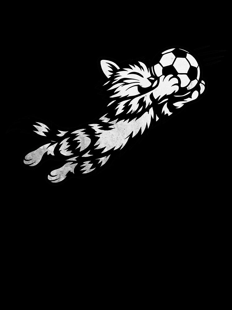 Goalkeeper Cat Funny Soccer Cat Diving Save Minimalist Line Art by BernoNickel