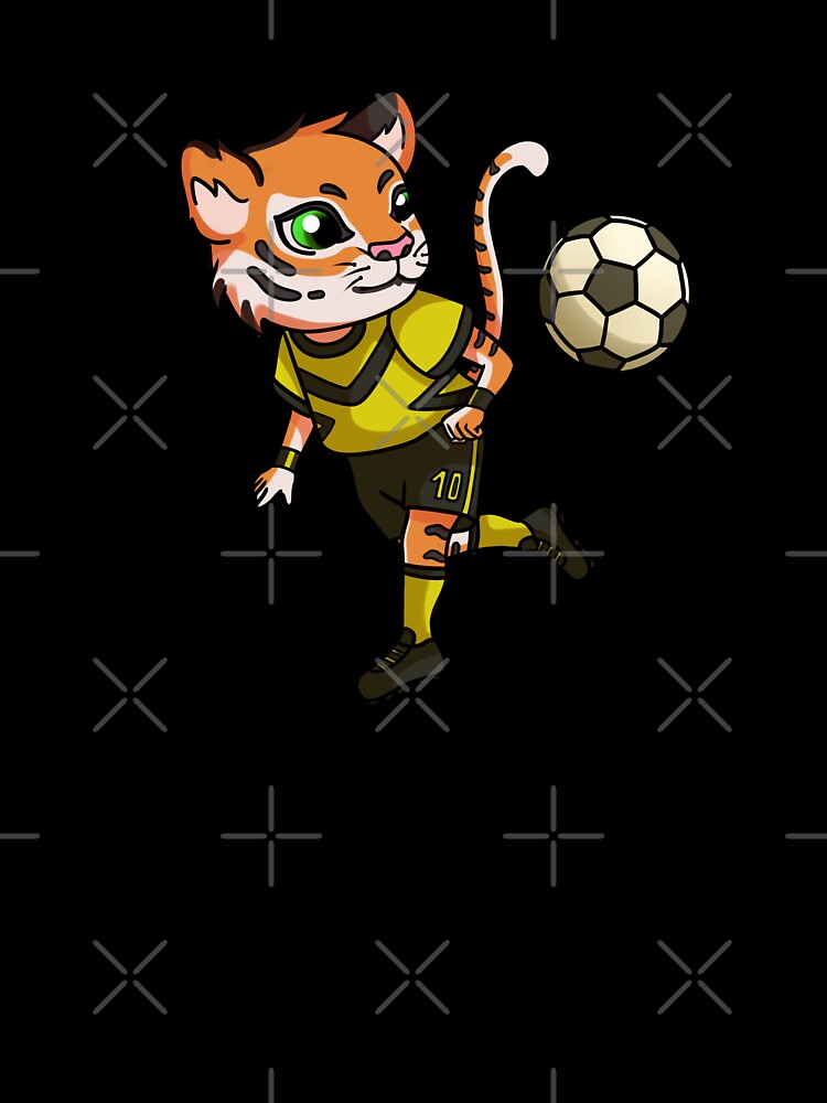 tiger playing in the soccer game, chib style, animal illustrations, furros, soccer by kitsuneins