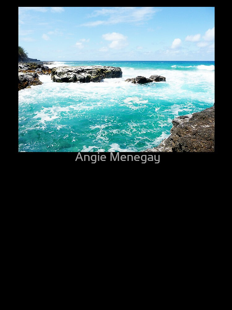 Blue Ocean Waves Teal Hawaii Kauai Island Summer Beach by Angie Menegay