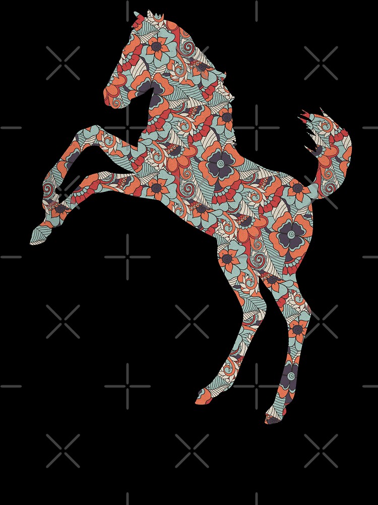 Mustang Horse Floral Pattern by SoccaTamam