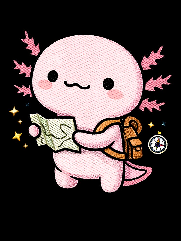 Adventure Axolotl – Cute Kawaii Axolotl Traveler with Backpack by ColorSplash123