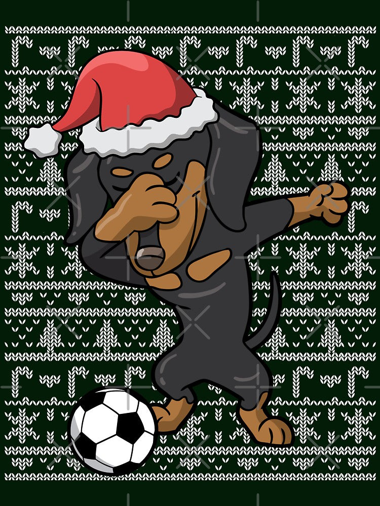 Dabbing Dachshund Soccer Football Ugly Christmas by frittata