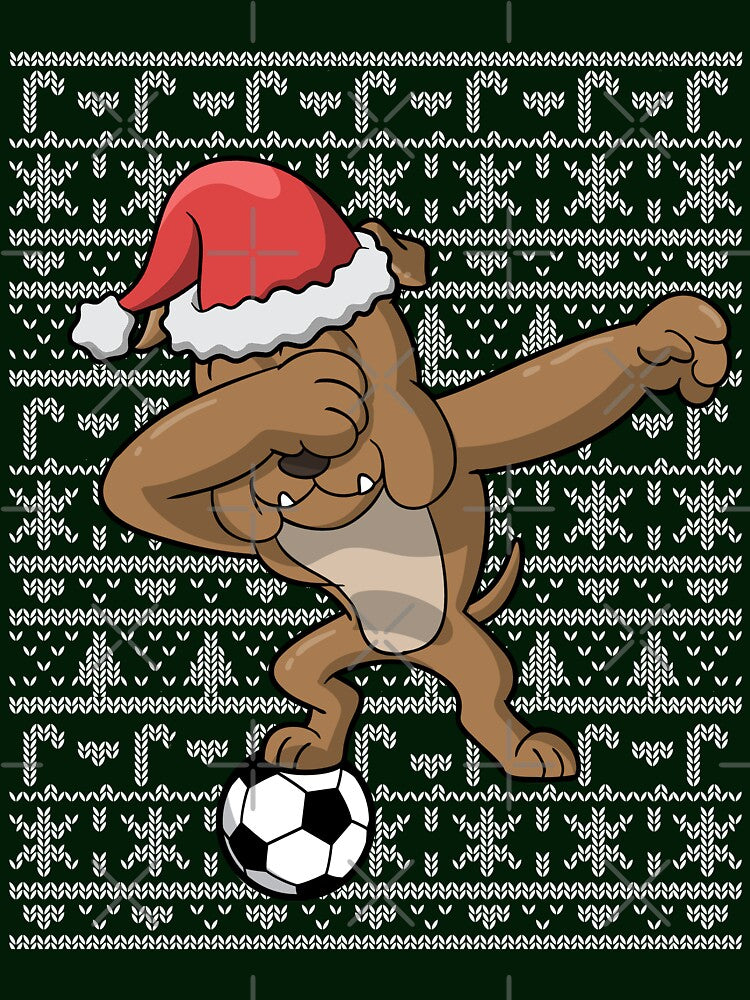 Dabbing Bull Dog Soccer Football Ugly Christmas by frittata