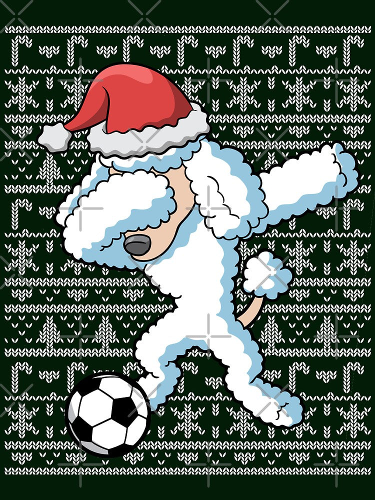 Dabbing Poodle Soccer Football Ugly Christmas by frittata
