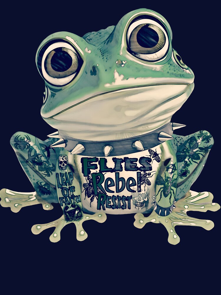 Gothic Rebel Punk Frog Design | Cool Tattood Frog With Spiked Collar Graphic by DopeStick