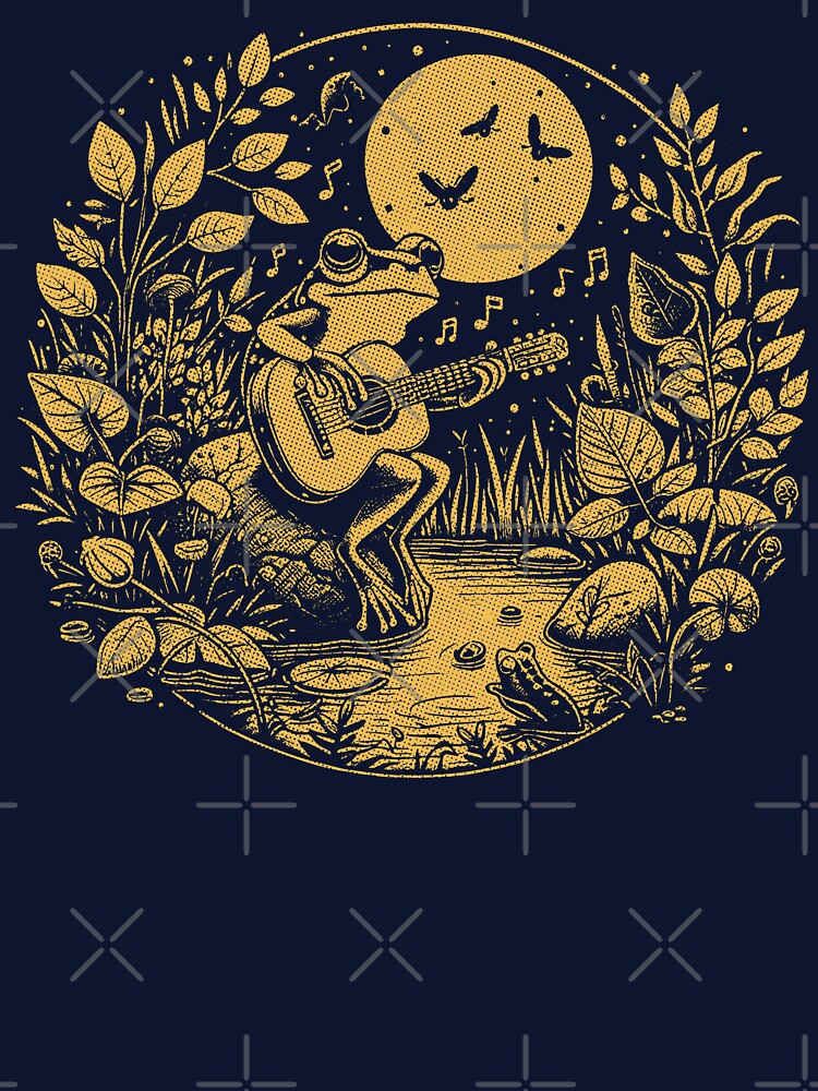 Toad Frog Playing Guitar Nature Pond by RR-Arts