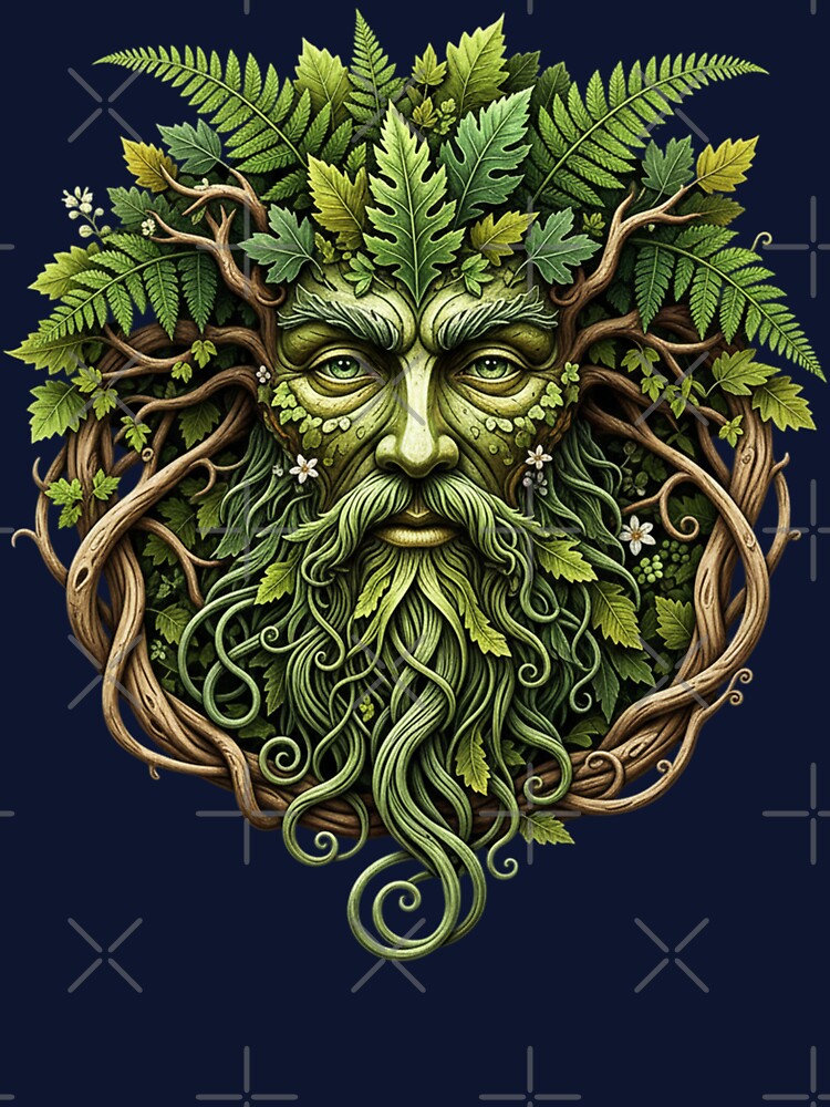 The Green Man Spirit of the Forest Folklore T-Shirt by Johan Proud Blade