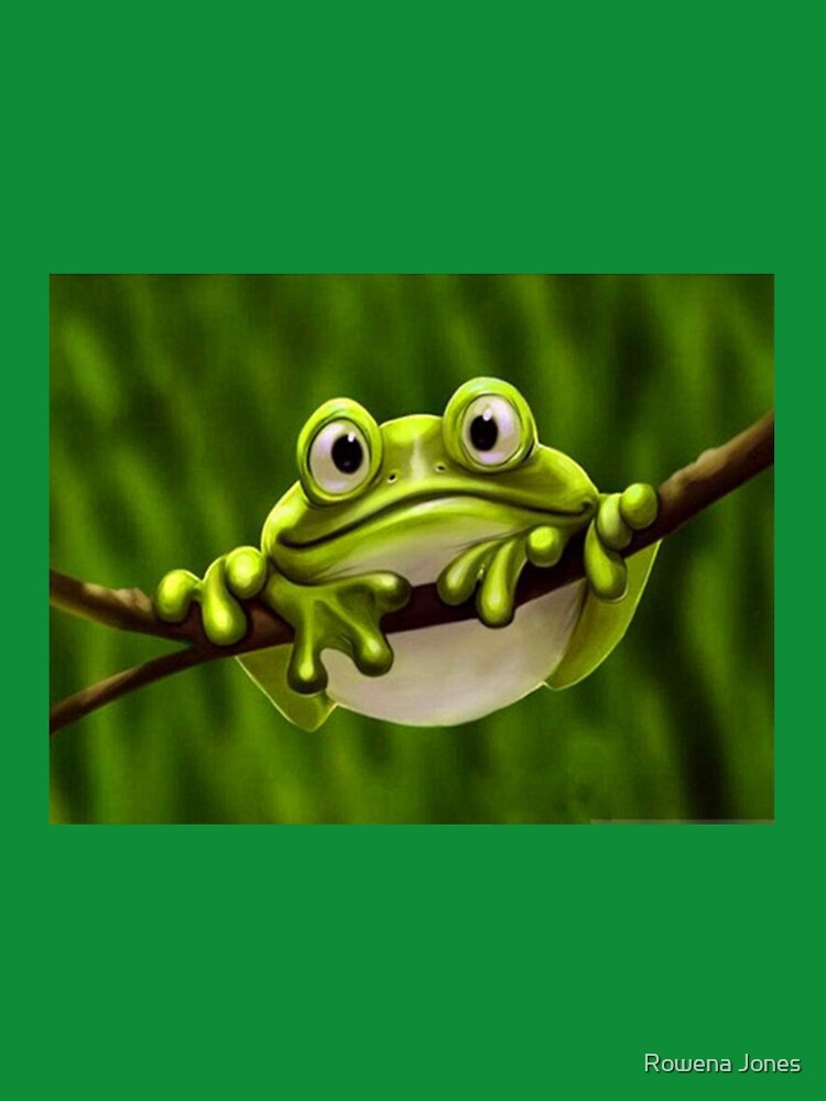 Fat Cute Little Green Frog by Rowena Jones