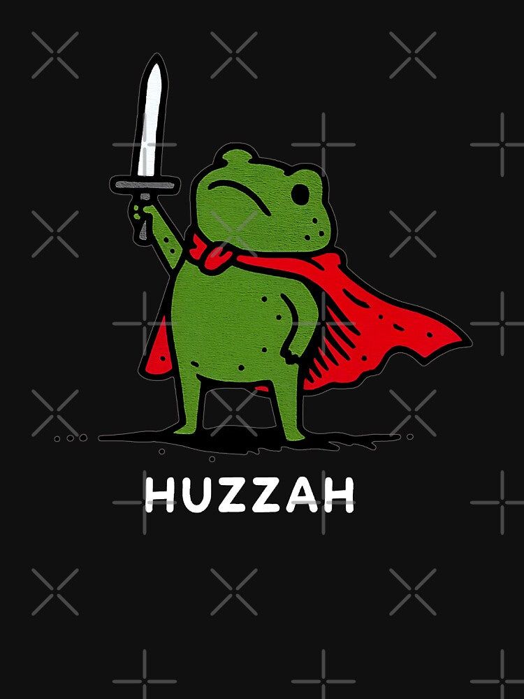 Huzzah Frog Knight Funny Sword Meme Quote by Abirtom