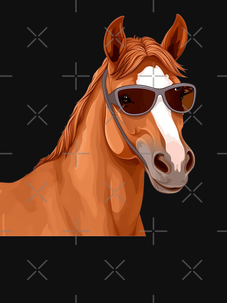 Funny Brown Horse Wearing Sunglasses, Cute Illustration by NBSStore