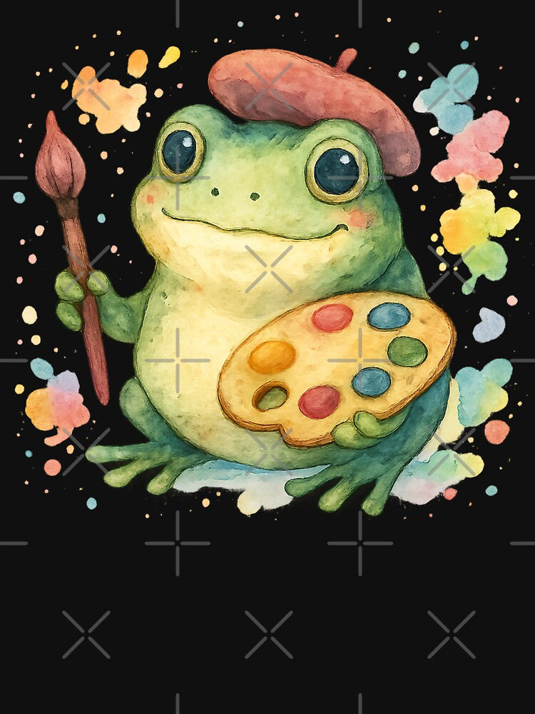 Whimsical Frog Artist in Watercolor by MKreative Studio