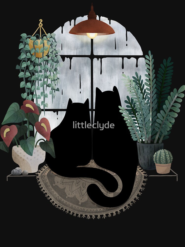 Rainy Day Cats (on Black) by littleclyde