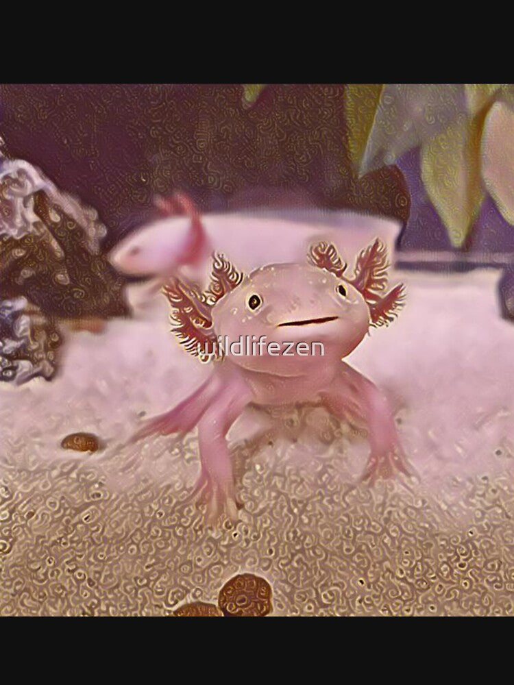Pink and Gold Axolotl - axolotl art by wildlifezen