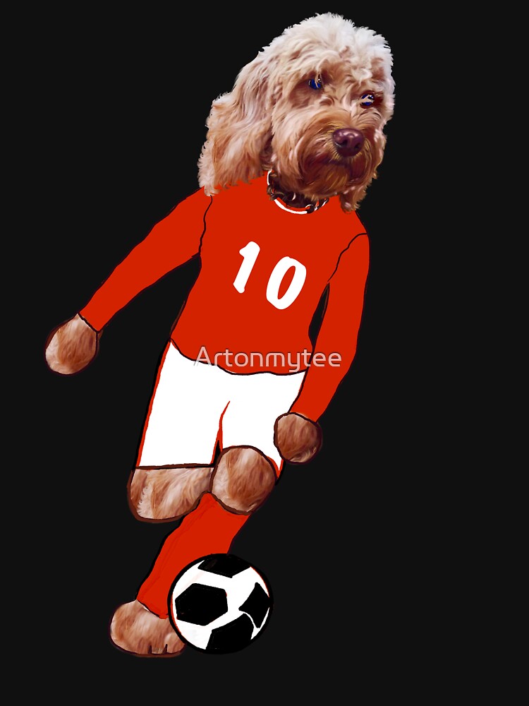 Cavapoo football - Soccer playing  Cavapoo  Cavoodle puppy dog  - cavalier king charles spaniel poodle, puppy love by Artonmytee