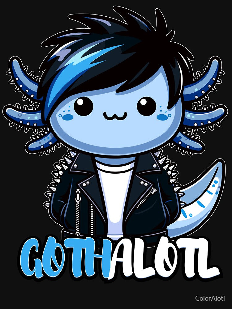Goth axolotl : Cute Amphibian with Punk Style - Perfect Kawaii Creature for Axolotl Lovers by ColorAlotl