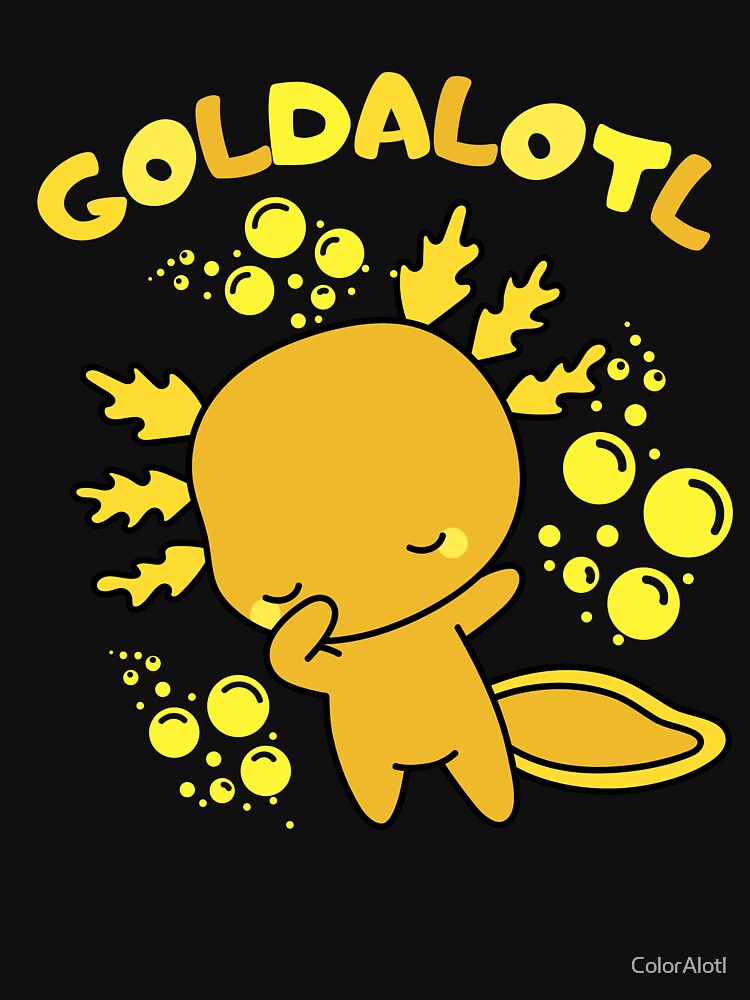 Cute cartoon golden albino Axolotl baby by ColorAlotl
