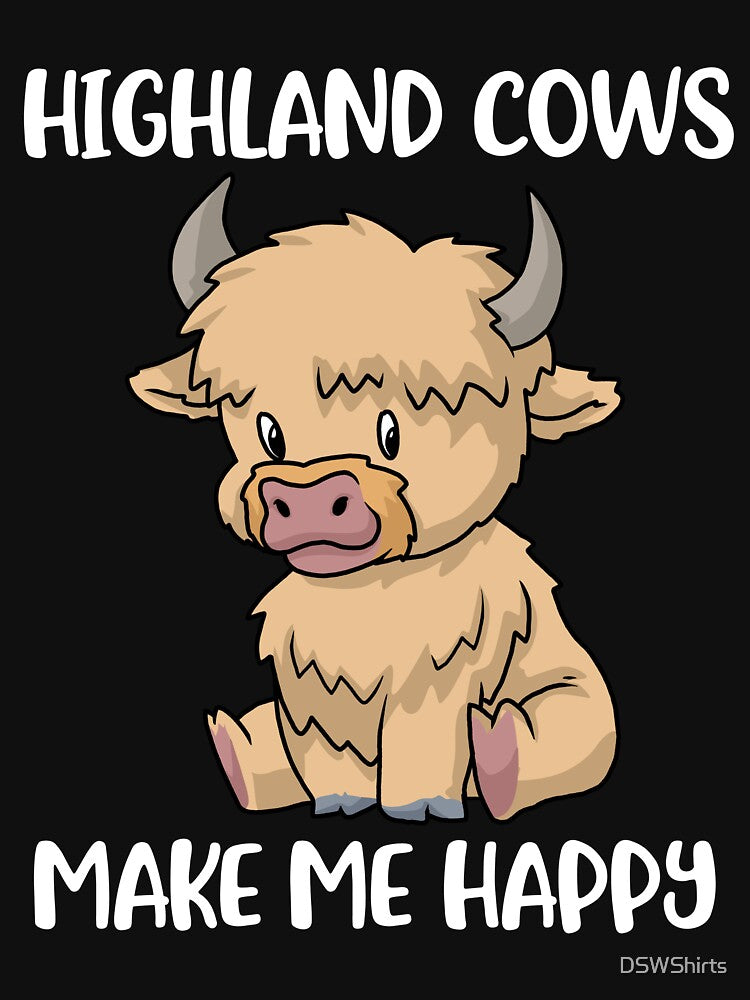 Scottish Highland Cow Messy Hair Cute Cow by DSWShirts