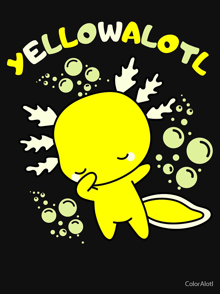 Cute cartoon baby yellow Axolotl wordplay by ColorAlotl