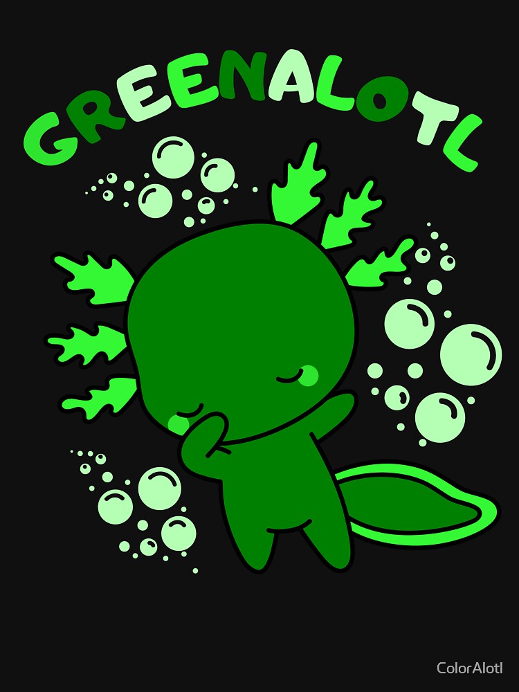 Cute cartoon baby Green axolotl by ColorAlotl