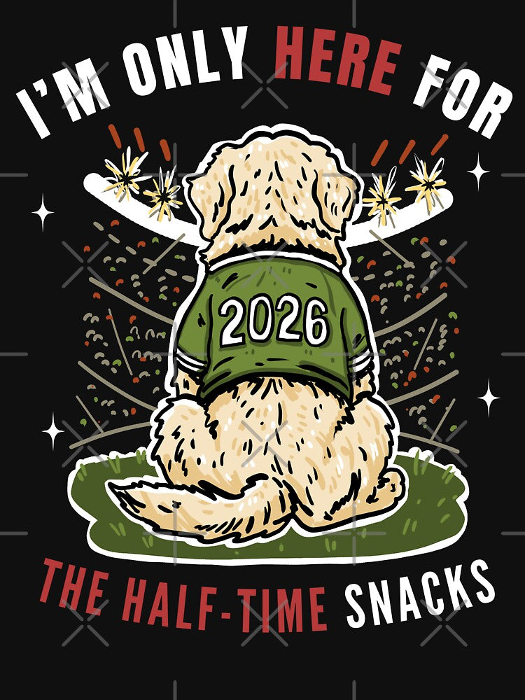 Funny Golden Retriever Soccer Dog - Half-Time Snacks 2026 by Volta Studio
