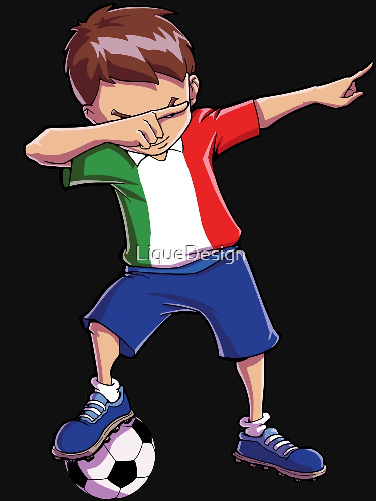 Dabbing Soccer T shirt for Boys Italy Italian Football Gifts by LiqueGifts