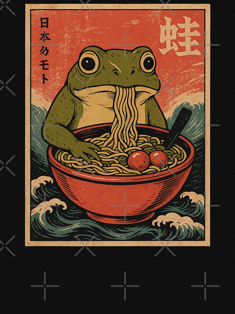 Funny Frog Ramen Graphic Tee Japanese Kawaii Anime Frog by will freed18