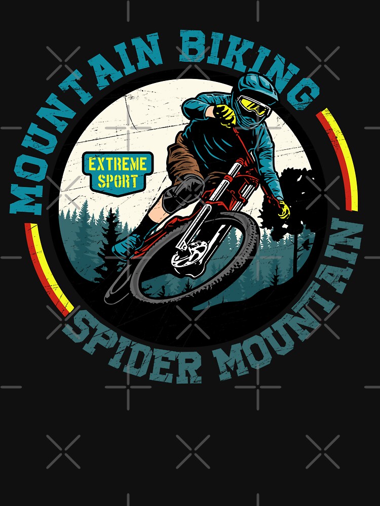 Vintage Retro Spider Mountain biking bmx mtb trails mouintain cycling by Munchy Codex