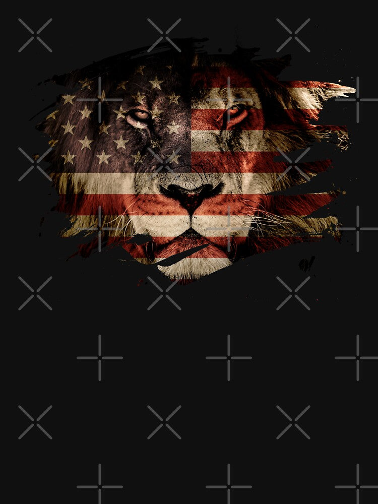 USA Flag & African Lion Picture - American Pride T-Shirt by ockshirts