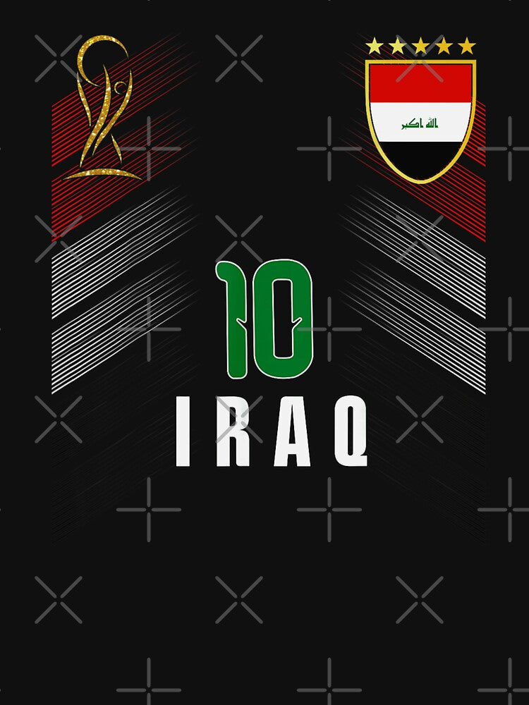 Iraq Football Jersey Number Ten National Team Soccer Shield World Cup Fan Art by Phil Ben