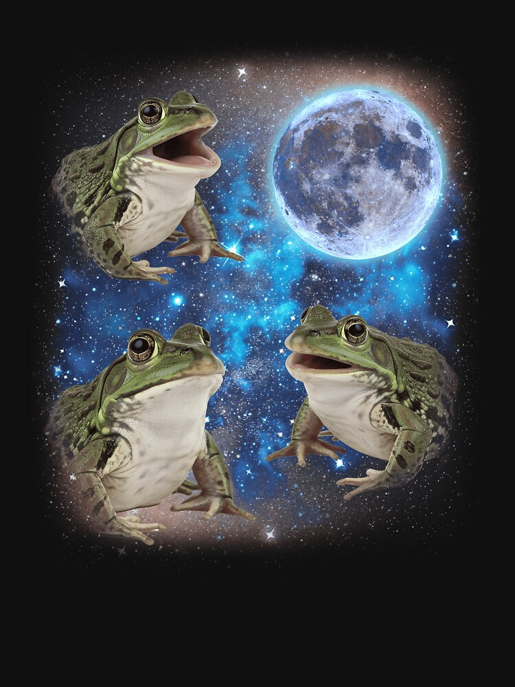 Three Frogs Howling At The Moon Weird Meme Frog Gear by DynamicDesign
