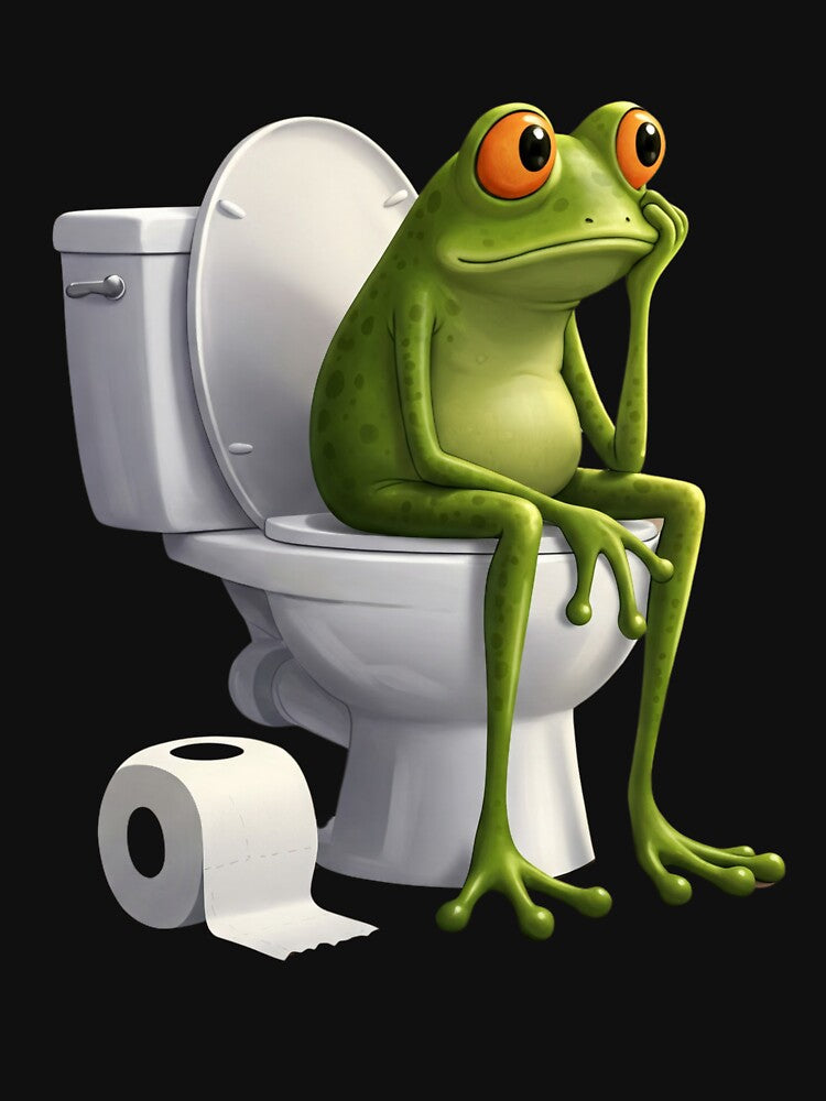 Funny High Frog Sat on the Toilet by freakystickey