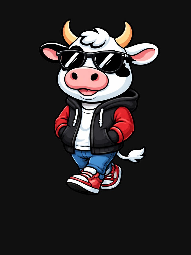 Cool Swag Cow – Stylish Hoodie Cow Cartoon | Modern Street Lifestyle Design by ColorSplash123